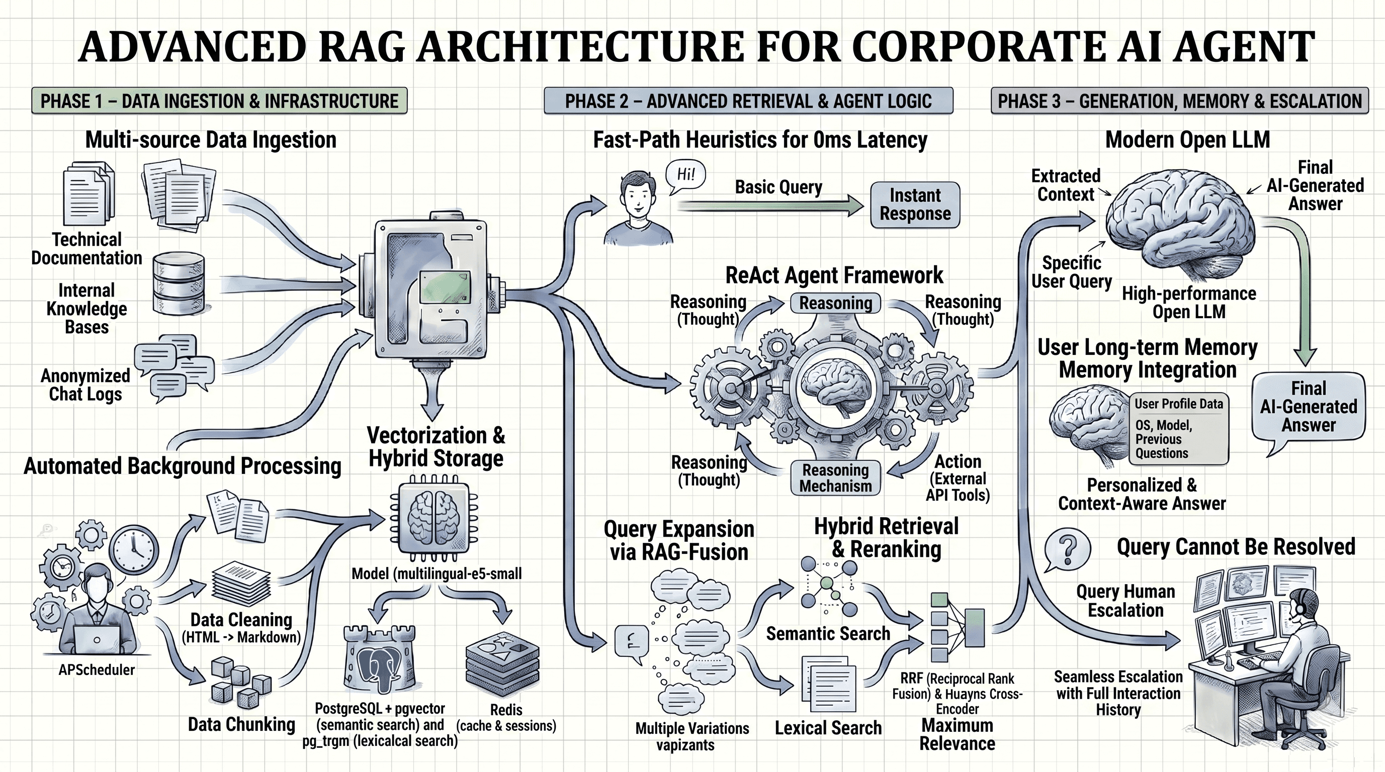 ProstorHelp Advanced RAG and agentic architecture diagram